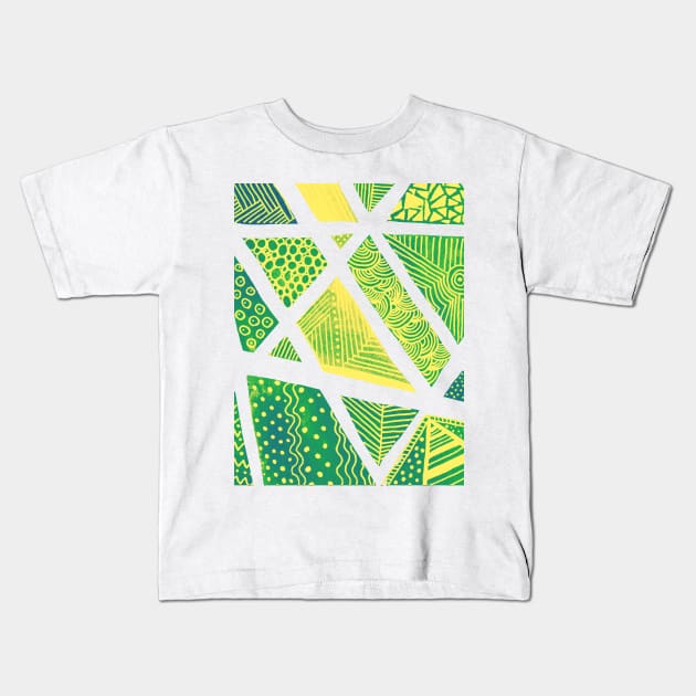 Geometric doodles - green and yellow Kids T-Shirt by wackapacka